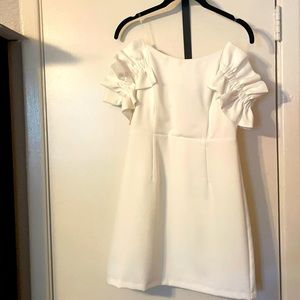 Beautiful bridal off the shoulder tunic dress